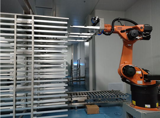 KUKA KR60-3 หุ่นยนต์ปาเลติซิ่ง โรงงานเซลล์ หุ่นยนต์หุ่นยนต์อุตสาหกรรมหกแกน
